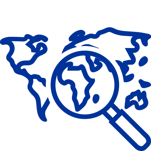 world map with magnifying glass