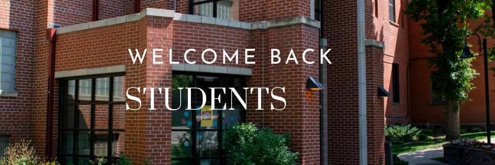 library south door picture with welcome back text