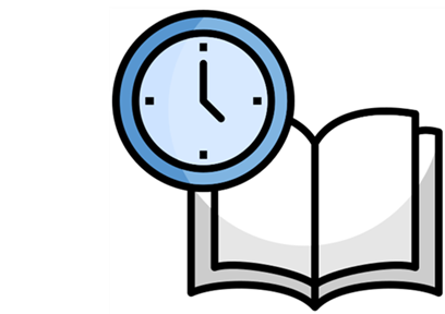 Image of a clock and book