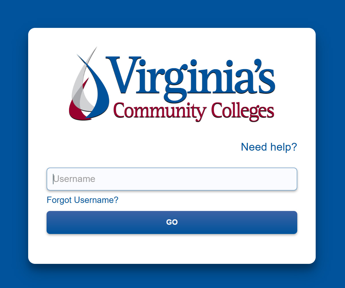 Image of Virginia's Community Colleges login screen