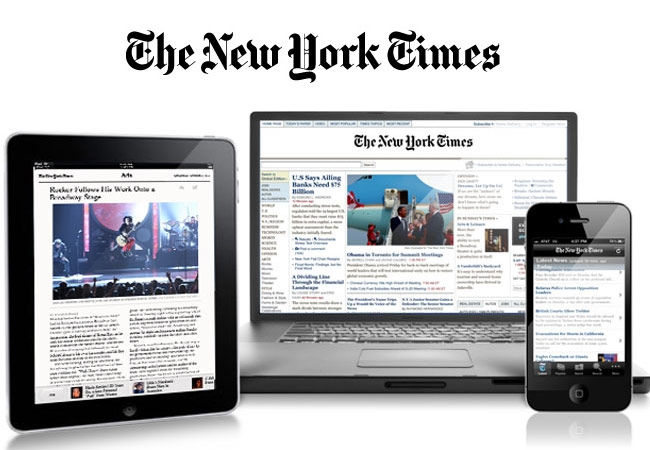 Image of New York Times on mobile device screens