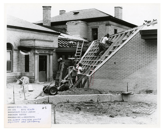 The 1979 library expansion being built.